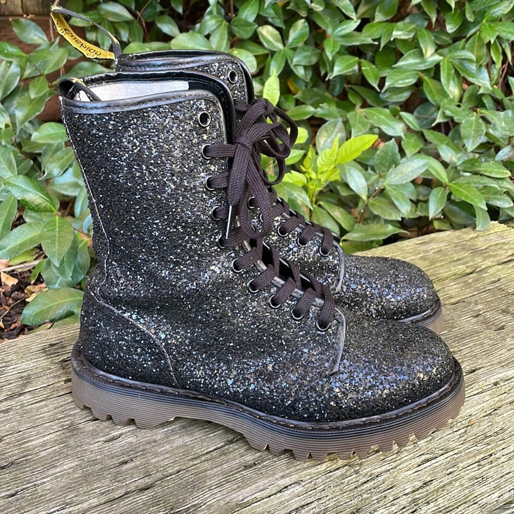 Dr. Martens Glittery Black Combat Boots